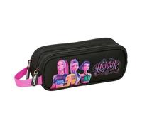 safta | Trousse Double K-Pop Demon Hunters, Noire, avec Deux Compartiments zippés, poignée de Transport latérale, Dimensions : 21 x 6 x 8 cm, Trousse à 2 Compartiments