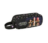 safta | Trousse Double K-Pop Demon Hunters Sound, Trousse Scolaire à Deux Compartiments avec Fermeture éclair et poignée latérale, Dimensions : 21 x 6 x 8 cm, Trousse à 2 Compartiments