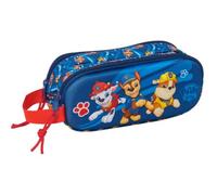safta | Trousse Double Pat' Patrouille 3D, pour Enfants avec Deux Compartiments, Fermeture éclair et poignée latérale. Dimensions : 21 x 6 x 8 cm.