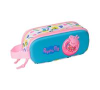 safta | Trousse Double Peppa Pig 3D, pour Enfants avec Deux Compartiments, Fermeture éclair et poignée latérale. Dimensions : 21 x 6 x 8 cm.
