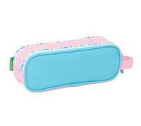 safta Benetton Unique - Trousse Double pour Enfant, idéale pour Les Enfants d'âge Scolaire, Confortable et Polyvalente, qualité et résistance, 21 x 6 x 8 cm, Bleu Turquoise/Rose Clair, M, Décontracté
