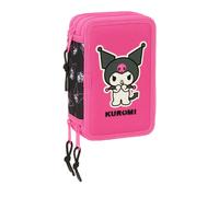Safta Trousse scolaire Kuromi – 37 outils, pour enfant 5–14 ans, 12,5×5,5×19,5 cm, Noir