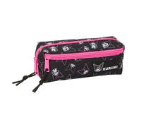 Safta Trousse triple petite Kuromi – pour enfant, 22 x 6 x 8,5 cm – Noir/Fuchsia – M Décontracté