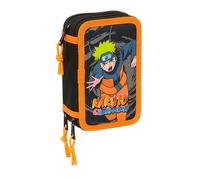 safta Naruto - Trousse scolaire avec 37 outils inclus, trousse pour enfant, idéale pour les enfants de 5 à 14 ans, confortable et polyvalente, qualité et résistance, 12,5 x 5,5 x 19,5 cm