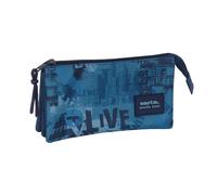 Safta Trousse triple New Edition pour enfant scolaire 22x3x12 cm Bleu marine M décontracté