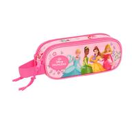 PRINCESAS DISNEY - Trousse double enfant, trousse enfant, idéale pour les enfants d'âge scolaire, confortable et polyvalente, qualité et résistance, 21 x 6 x 8 cm
