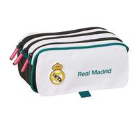 Real Madrid EQUIPACIÓN 26/27 - Trousse triple grande taille, idéale pour les enfants d'âge scolaire, confortable et polyvalente, qualité et résistance, 21,5 x 8 x 10 cm