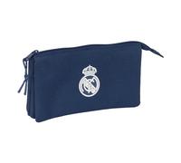 Safta Trousse triple enfant Real Madrid qualité et résistance 22 x 3 x 12 cm Bleu marine