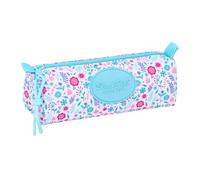 safta | Trousse rectangulaire Blackfit8 Cool pour l'école, pour Enfants avec 1 Compartiment zippé, idéale pour la rentrée Scolaire, Motif Floral Rose et Turquoise, Dimensions : 21 x 7 x 8 cm