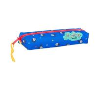safta | Trousse rectangulaire Mickey Mouse « Bonne journée », pour Enfants, 22 cm, 1 Compartiment zippé, élastique au Dos pour l’Attacher à Un Cahier ou Un classeur, Bleue, Dimensions : 22 x 7 x 4 cm
