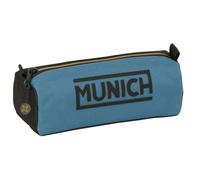 safta | Trousse rectangulaire Munich, Trousse Enfant à Un Compartiment zippé, idéale pour la rentrée Scolaire, en Tissu résistant Bleu et Noir avec Logo Munich, Dimensions : 21 x 7 x 8 cm