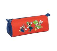 safta | Trousse rectangulaire Super Mario Bros Mamma Mia, Trousse Enfant à 1 Compartiment zippé, 21 x 7 x 8 cm, idéale pour la rentrée Scolaire, Rouge et Bleu Marine