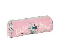 safta | Trousse Ronde Disney Minnie Mouse Menthe, Organiseur Scolaire pour Enfants, Fermeture éclair Facile à Ouvrir, Motif Floral Rose et Menthe, Dimensions : 20 x 7 x 7 cm