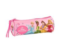 safta | Trousse Ronde Disney Princess, pour Enfants avec Fermeture éclair et Tirette d'ouverture Facile, Motif Princesses Roses, Dimensions : 20 x 7 x 7 cm.