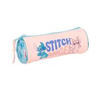 safta | Trousse Ronde Stitch Ohana, Trousse Scolaire pour Enfants et Adolescents, Fermeture éclair avec Tirette Facile à Ouvrir, Motif imprimé Rose et Bleu, Dimensions : 20 x 7 x 7 cm.