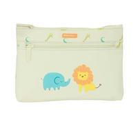 Safta Trousse Scolaire Selva - Grande Trousse Scolaire Double Fermeture éclair, Trousse pour Enfant, Confortable et Polyvalente, Nettoyage Facile, 23 x 3 x 16 cm, Couleur Blanc cassé