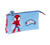 Safta | Trousse scolaire triple Marvel Spidey Rescue, avec 3 compartiments séparés et fermeture éclair, dimensions 22 x 3 x 12 cm, trousse scolaire 3 compartiments