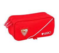 Sevilla FC - Trousse triple grande trousse pour enfant, idéale pour les enfants d'âge scolaire, confortable et polyvalente, qualité et résistance, 21,5 x 8 x 10 cm