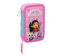 Safta Trousse scolaire Gabby's Dollhouse Party – 28 outils inclus – Rose clair 12,5x4x19,5 cm