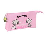 SNOOPY Trousse triple pour enfant, idéale pour les enfants d'âge scolaire, confortable et polyvalente, qualité et résistance, 22 x 3 x 12 cm
