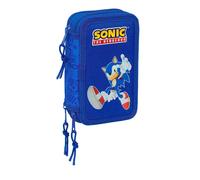 Safta Sonic 12.5x19.5x5.5 Cm Triple Pencil Case Bleu Homme