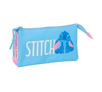 safta Stitch Bright - Trousse Triple, Trousse pour Enfant, idéale pour Les Enfants d'âge Scolaire, Confortable et Polyvalente, qualité et résistance, 22 x 3 x 12 cm