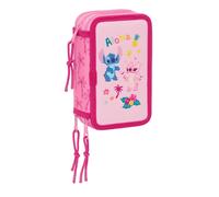 Trousse scolaire polyvalente - safta - 37 outils inclus - 12,5x5,5x19,5 cm - Menthe/Rose - Polyester recyclé