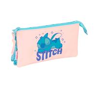 safta Stitch Ohana - Trousse Triple, Trousse pour Enfant, idéale pour Les Enfants d'âge Scolaire, Confortable et Polyvalente, qualité et résistance, 22 x 3 x 12 cm