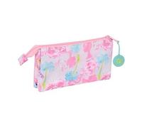 safta Barbie Painterly Trousse Triple, Trousse pour Enfant, idéale pour Les Enfants d'âge Scolaire, Confortable et Polyvalente, qualité et résistance, 22 x 3 x 12 cm, Rose/Bleu Ciel, M, Décontracté