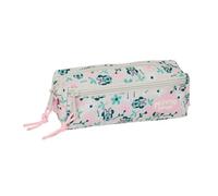 safta | Trousse Triple Disney Minnie Mouse Menthe, Petite Taille, 22 cm, 3 Compartiments zippés, Dimensions : 22 x 6 x 8,5 cm