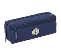 safta | Trousse Triple El Ganso Jeans avec Dos élastique, 22 cm, Trousse de Rangement à 3 Compartiments zippés, tirettes El Ganso, Bleu Marine, Dimensions : 22 x 6 x 8,5 cm