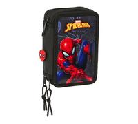 Safta - Trousse scolaire Spiderman Attack - 37 outils inclus, 5-14 ans, 12,5x5,5x19,5 cm