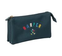 Safta Trousse triple Harper & Neyer – Pour enfant, 22 x 3 x 12 cm, Bleu marine