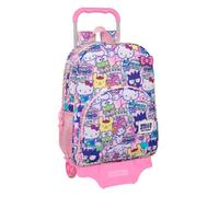 Safta | Trousse triple Hello Kitty & Friends 37 pièces, trousse scolaire pour enfant avec 3 compartiments et fermetures éclair, comprend 16 crayons de couleur, 14 marqueurs, dimensions 12,5 x 5,5 x