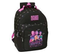 Safta | Trousse triple K-Pop Demon Hunters 37 pièces, trousse scolaire organiseur avec 3 compartiments et fermeture éclair, comprend des marqueurs, 16 crayons, règle et demi-cercle, dimensions 12,5 x