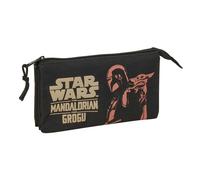 Mandalorian & GROGU - Trousse Triple, Trousse pour Enfant, idéale pour Les Enfants d'âge Scolaire, Confortable et Polyvalente, qualité et résistance, 22 x 3 x 12 cm