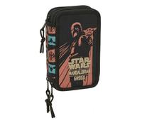 Safta Trousse scolaire triple Mandalorian & Grogu – 37 pièces, noir, 12,5×5,5×19,5 cm