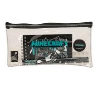Safta | Trousse triple Minecraft Screen 37 pièces, trousse scolaire organiseur avec 3 compartiments et fermeture éclair, comprend 16 crayons, dimensions 12,5 x 5,5 x 19,5 cm, trousse scolaire 3