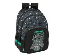 Safta | Trousse triple Minecraft Screen 37 pièces, trousse scolaire organiseur avec 3 compartiments et fermeture éclair, comprend 16 crayons, dimensions 12,5 x 5,5 x 19,5 cm, trousse scolaire 3