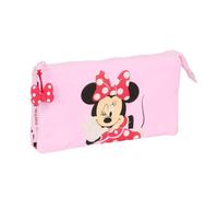 safta | Trousse Triple Minnie Mouse Disney, pour Enfants avec 3 Compartiments zippés, Dimensions : 22 x 3 x 12 cm