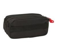 safta Munich Volcan Trousse triple grande trousse pour enfant, idéale pour les enfants d'âge scolaire, confortable et polyvalente, qualité et résistance, 21,5 x 8 x 10 cm, Noir, M, Décontracté