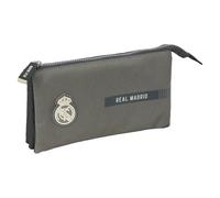safta Real Madrid 3ème équipe 24/25 - Trousse Triple, Trousse pour Enfant, idéale pour Les Enfants d'âge Scolaire, Confortable et Polyvalente, qualité et résistance, 22 x 3 x 12 cm, Gris, M,
