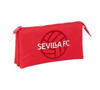 safta | Trousse Triple Sevilla FC, pour Enfants avec 3 Compartiments zippé, Dimensions : 22 x 3 x 12 cm