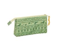 safta Mufasa Trousse Triple pour Enfant, idéale pour Les Enfants d'âge Scolaire, Confortable et Polyvalente, qualité et résistance, 22 x 3 x 12 cm, Vert/Beige, Vert/Beige, Estándar, Décontracté