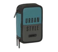 safta | Trousse Triple Style Urbain, 37 pièces, Organiseur Scolaire à 3 Compartiments zippé, marqueurs Inclus, Dimensions : 12,5 x 5,5 x 19,5 cm