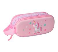 SAFTA Unicorn 3D - Trousse Double 3D, Trousse pour Enfant, idéale pour Les Enfants d'âge Scolaire, Confortable et Polyvalente, qualité et résistance, 21 x 6 x 8 cm, Rose Clair, M, Décontracté