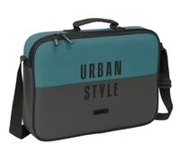 Safta Urban Style - Portefeuille extrascolaire, sac à bandoulière, confortable et polyvalent, qualité et résistance, 38 x 6 x 28 cm, gris/bleu, M, Décontracté
