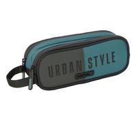 safta Urban Style Trousse Double pour Enfant, idéale pour Les Enfants d'âge Scolaire, Confortable et Polyvalente, qualité et résistance, 21 x 6 x 8 cm, Gris/Bleu, M, Décontracté