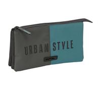 safta Urban Style Trousse Triple, Trousse pour Enfant, idéale pour Les Enfants d'âge Scolaire, Confortable et Polyvalente, qualité et résistance, 22 x 3 x 12 cm, Gris/Bleu, M, Décontracté