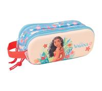 safta | Vaiana Trousse Double 3D, pour Enfants avec Deux Compartiments zippés, poignée de Transport latérale, Dimensions : 21 x 6 x 8 cm, Trousse à 2 Compartiments